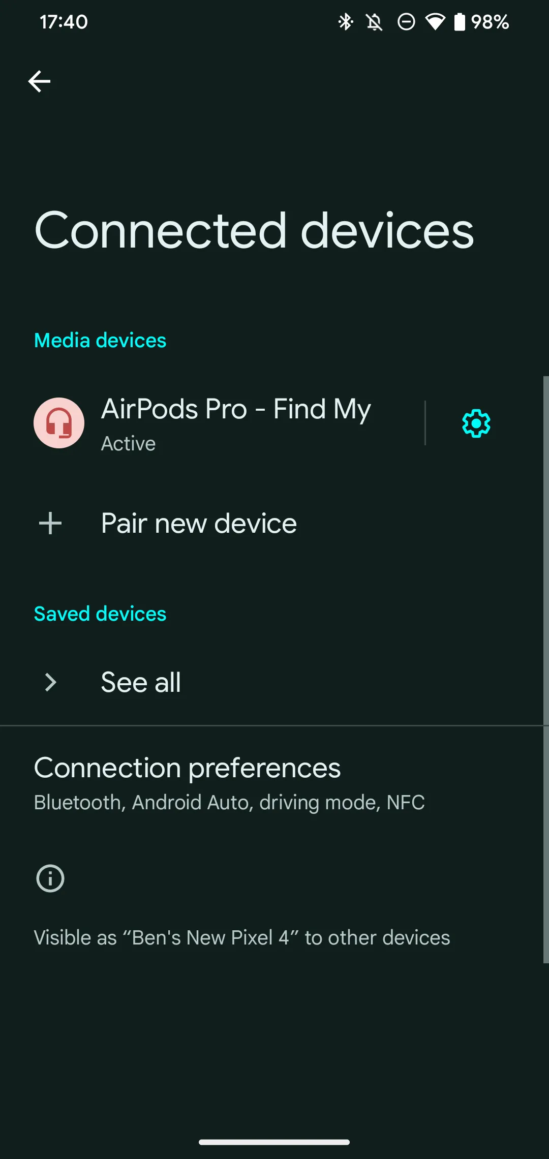 AirPods đã ghép nối thành công hiển thị trong danh sách thiết bị Bluetooth trên Android