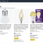 Ảnh chụp màn hình thể hiện giá bóng đèn thông minh trên Amazon với các mức giá hấp dẫn
