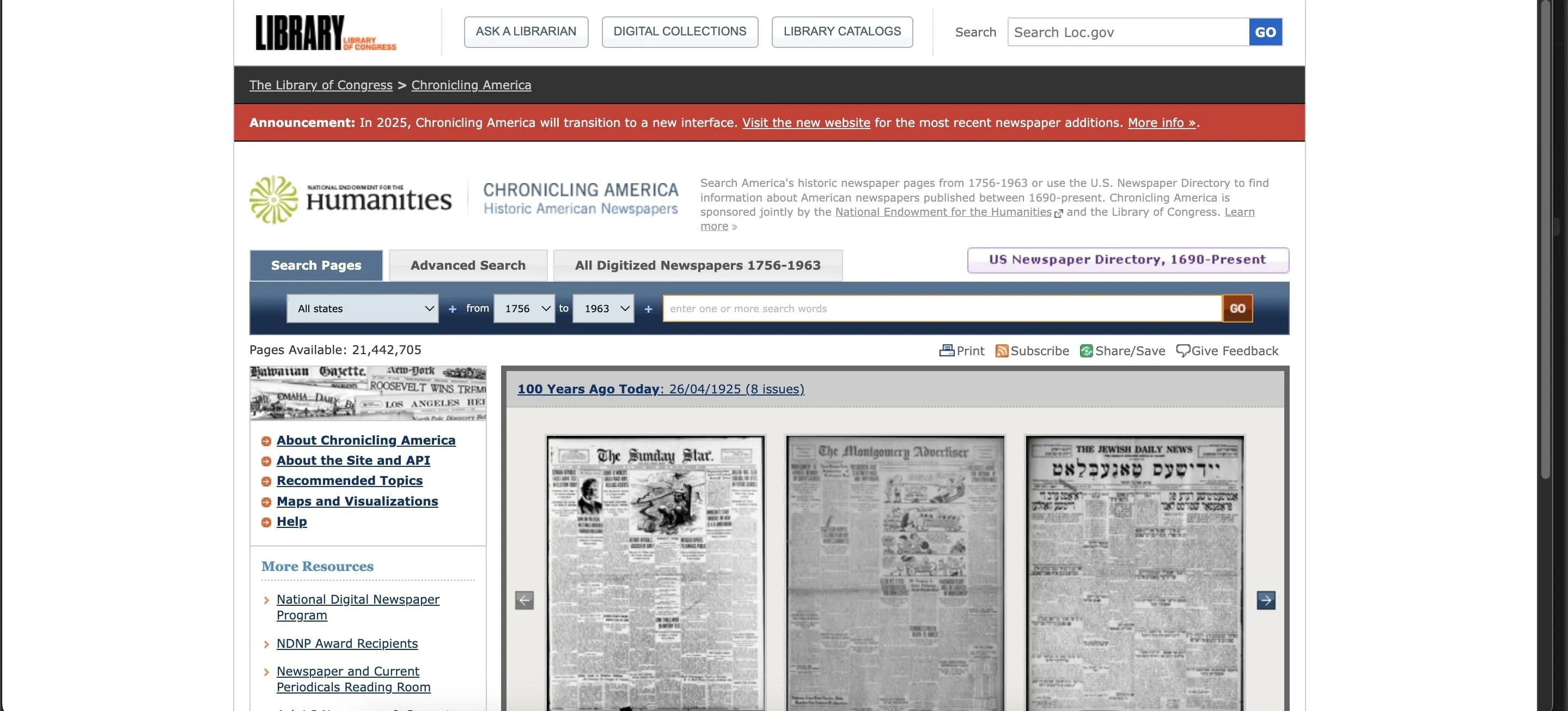 Ảnh chụp màn hình trang web Chronicling America, minh họa cách tin tặc có thể tìm kiếm thông tin cá nhân từ các tài liệu công khai.