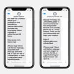 Ảnh chụp màn hình ví dụ tin nhắn lừa đảo smishing iMessage từ Bleeping Computer
