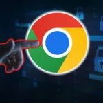 Ảnh minh họa một người đang chỉ vào biểu tượng Google Chrome, tượng trưng cho việc khai thác dữ liệu web hoặc thông tin trên mạng xã hội.
