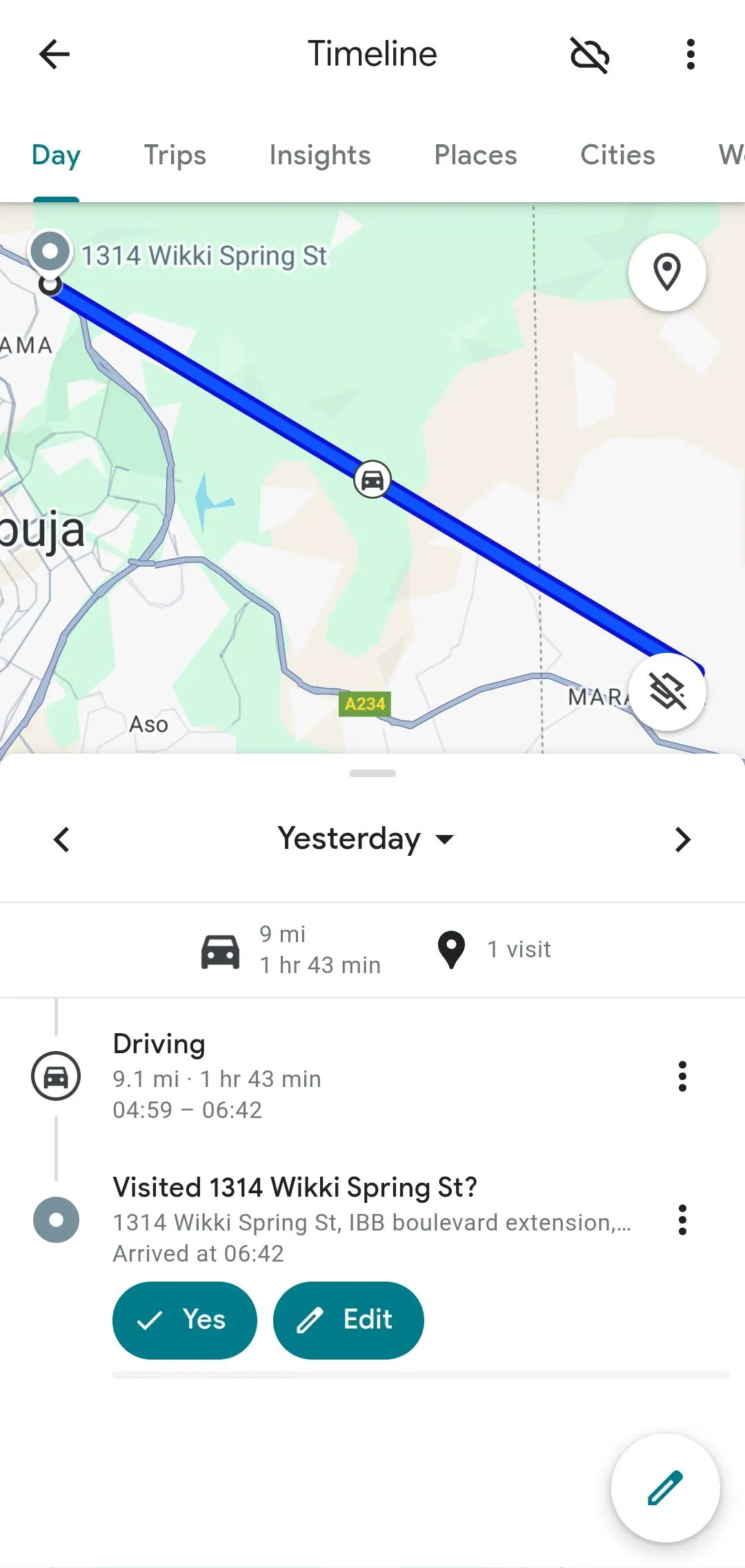 Bản ghi chi tiết lịch sử vị trí và phương tiện di chuyển trên Dòng thời gian của Google Maps