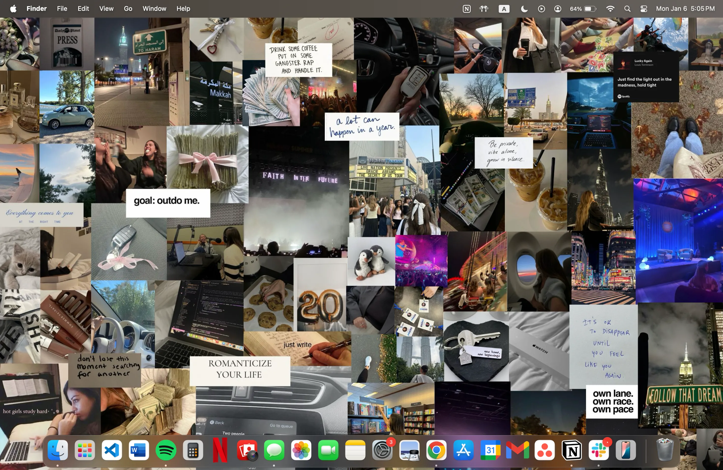 Bảng tầm nhìn (vision board) được đặt làm hình nền MacBook, truyền cảm hứng và động lực