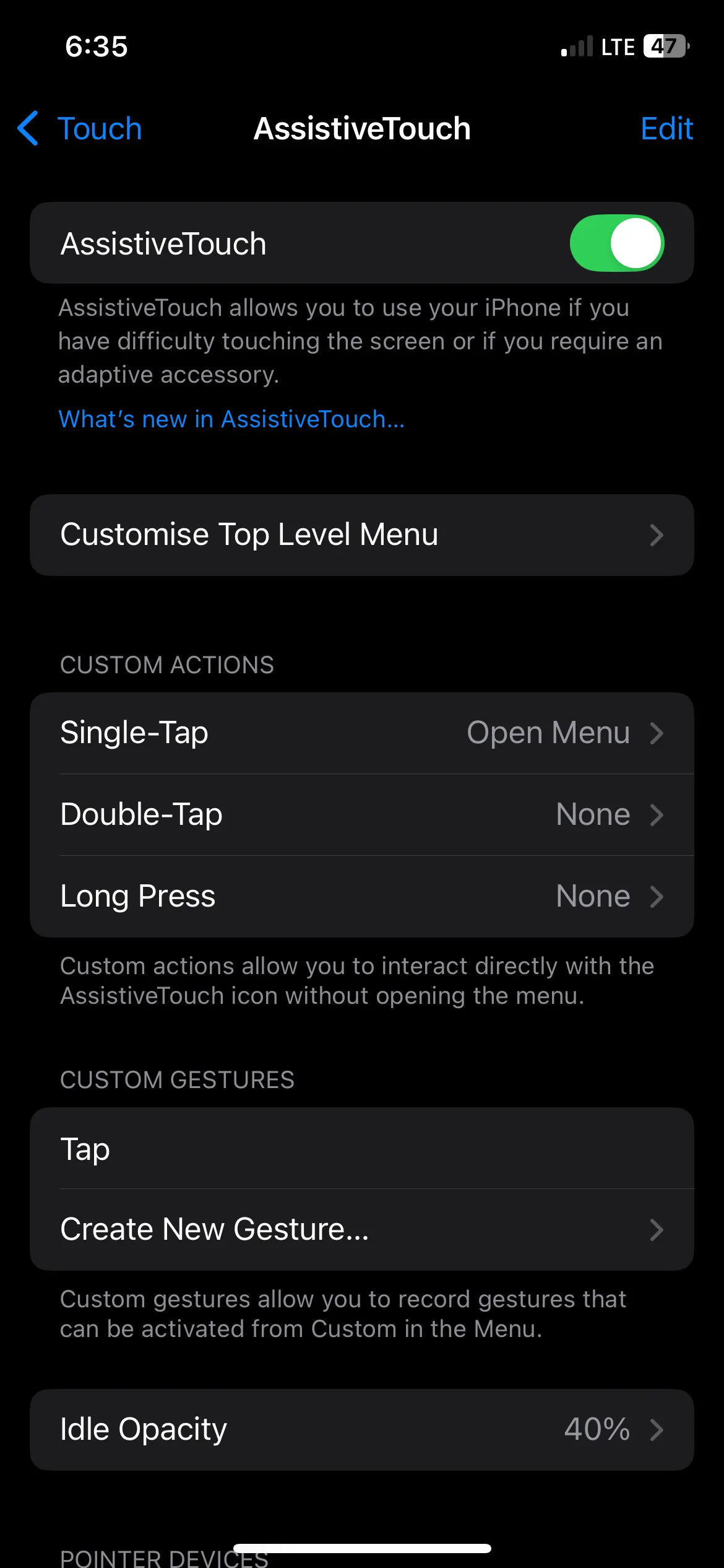 Bật tính năng AssistiveTouch (nút Home ảo) trong cài đặt Trợ năng của iPhone