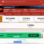 Biểu đồ và thống kê hiệu suất kênh được hiển thị trên giao diện của Social Blade