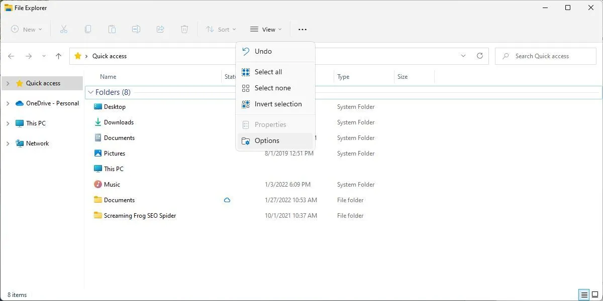 Biểu tượng ba chấm &quot;See more&quot; trong File Explorer Windows 11 để truy cập thêm tùy chọn.