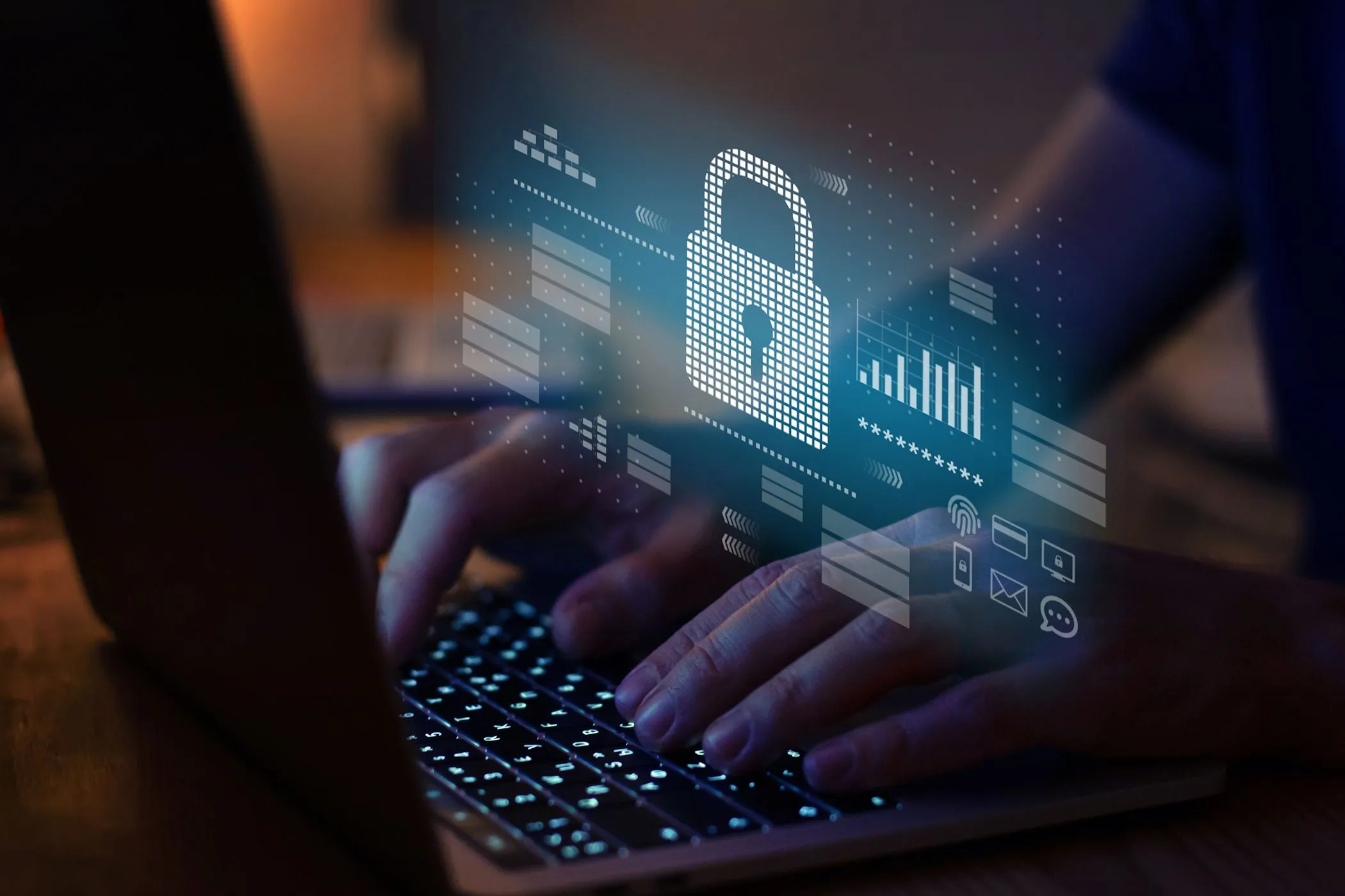 Biểu tượng &quot;Không theo dõi&quot; trên màn hình laptop, thể hiện sự cần thiết bảo vệ quyền riêng tư và tránh lưu trữ mật khẩu nhạy cảm trên trình duyệt.
