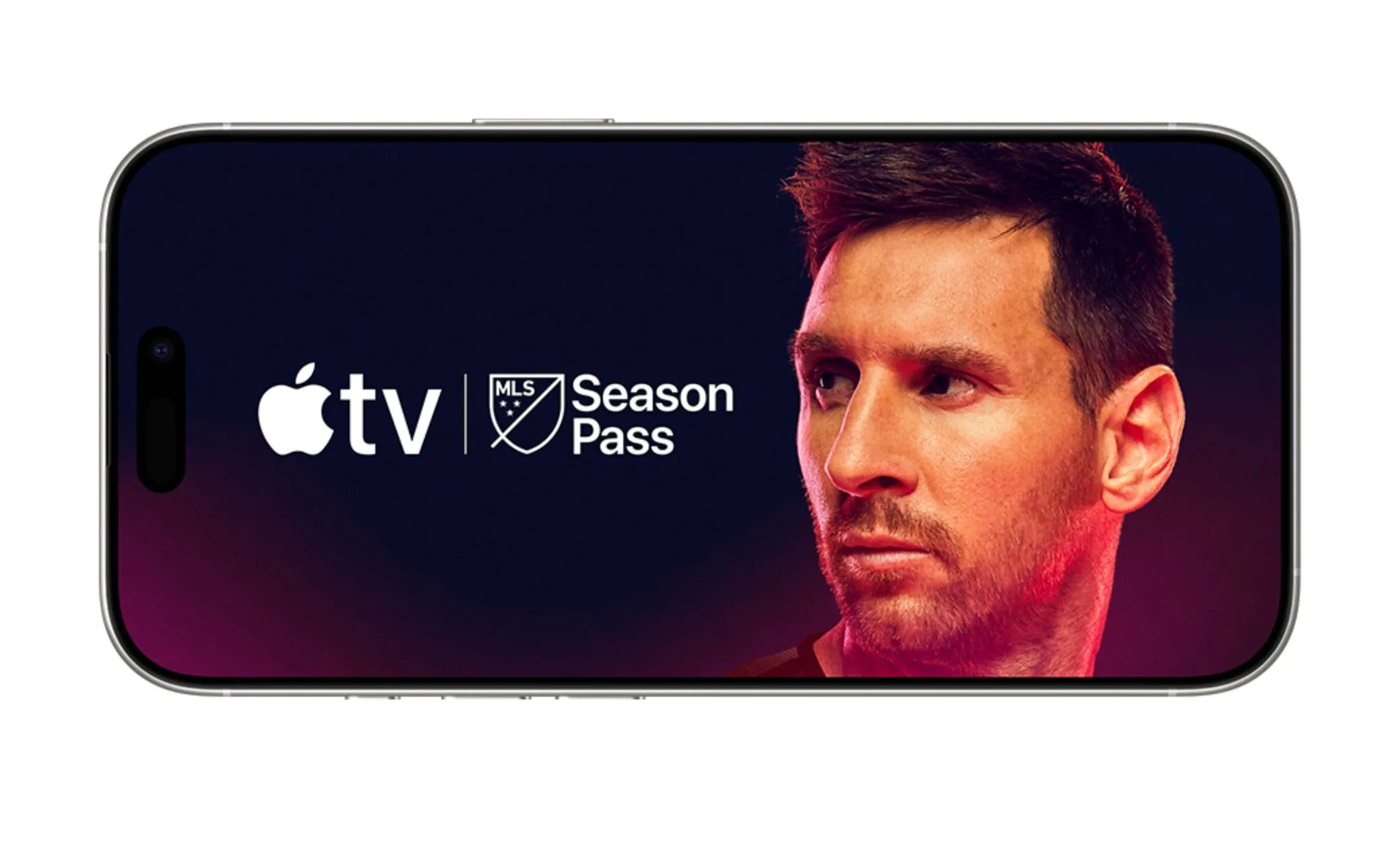 Biểu tượng MLS Season Pass và Apple TV hiển thị trên giao diện iPhone, minh họa cách truy cập giải bóng đá MLS.
