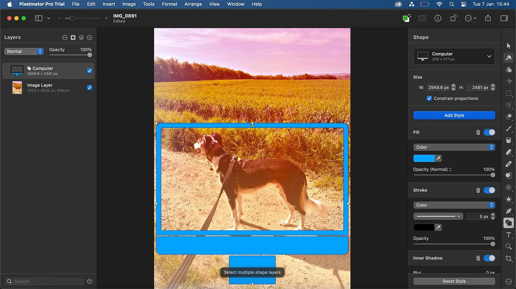 Các công cụ hình dạng (Shape Tools) trong Pixelmator Pro