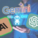 Các logo công cụ AI phổ biến như ChatGPT, Gemini, Claude và hình minh họa chatbot AI