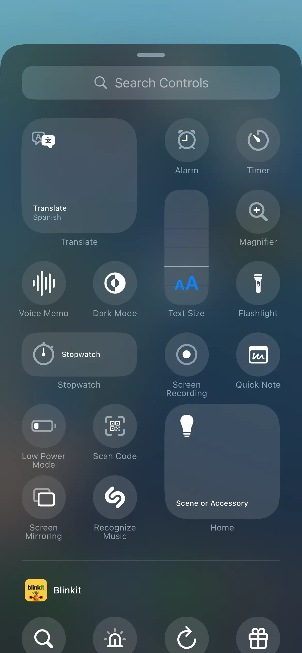 Các phím tắt có sẵn trong Trung tâm điều khiển iPhone