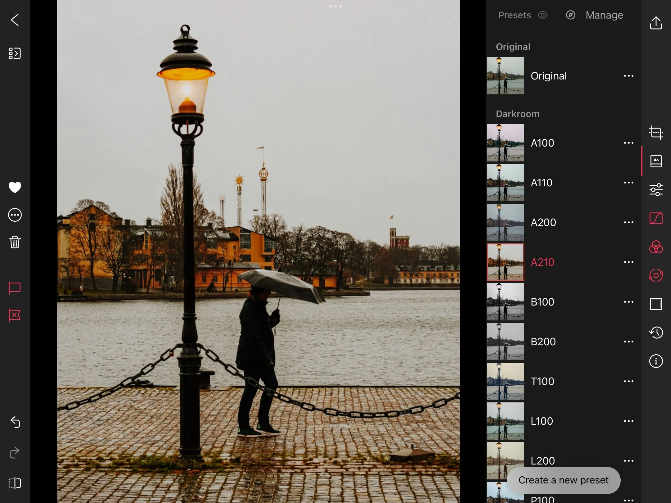 Các preset của ứng dụng Darkroom