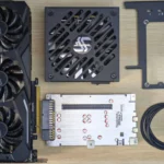 Các thành phần thiết yếu để xây dựng một bộ eGPU DIY hoàn chỉnh, bao gồm card đồ họa, nguồn PSU, và dock Thunderbolt.
