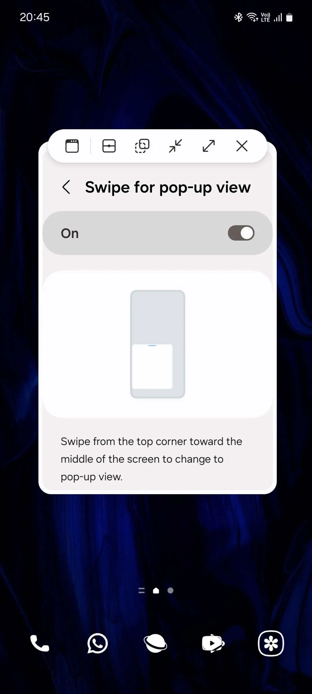 Các tùy chọn cửa sổ bật lên (Pop-up view) trên thiết bị Samsung