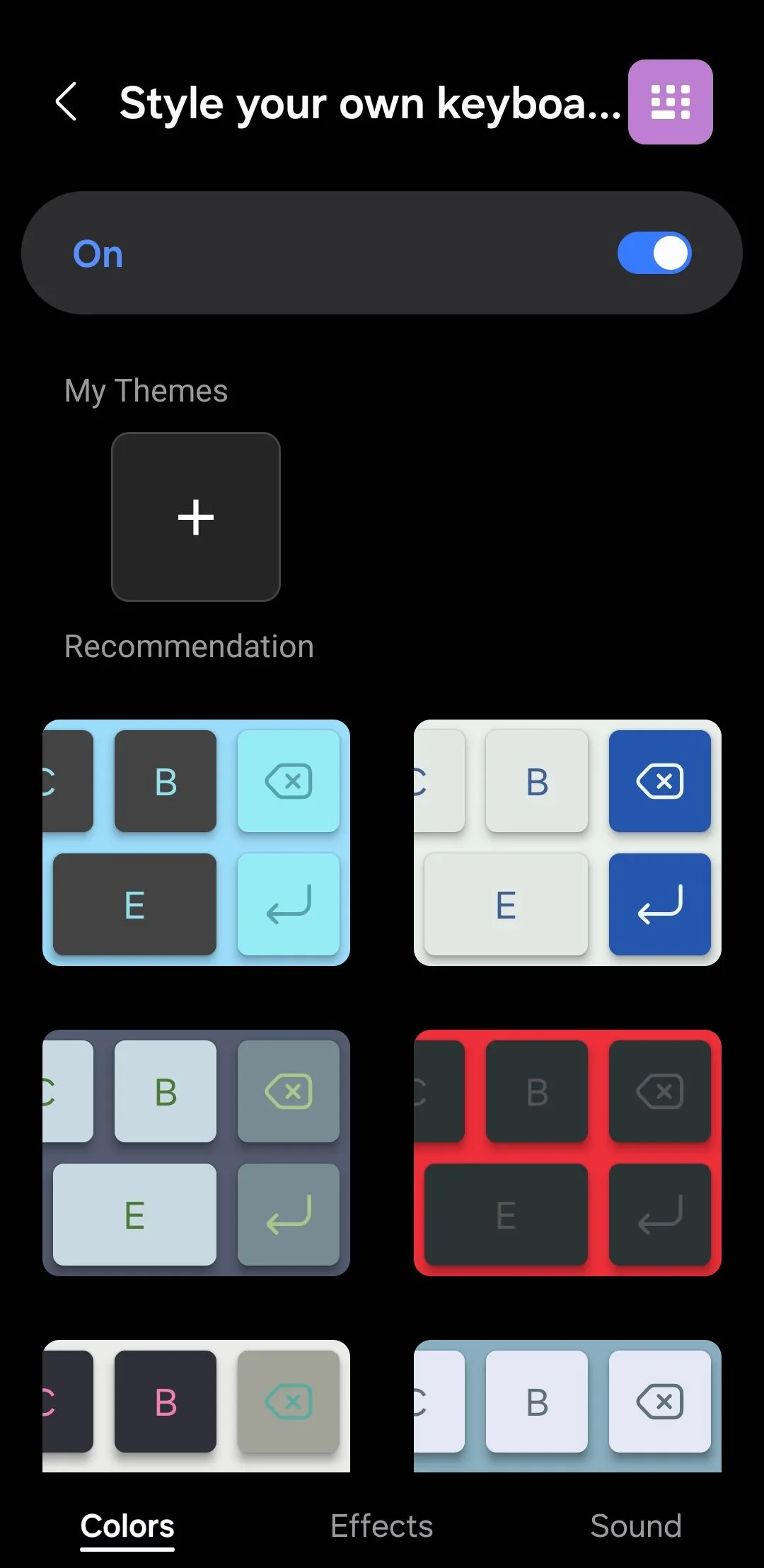 Các tùy chọn phong cách bàn phím trong Keys Café của Good Lock trên điện thoại Samsung