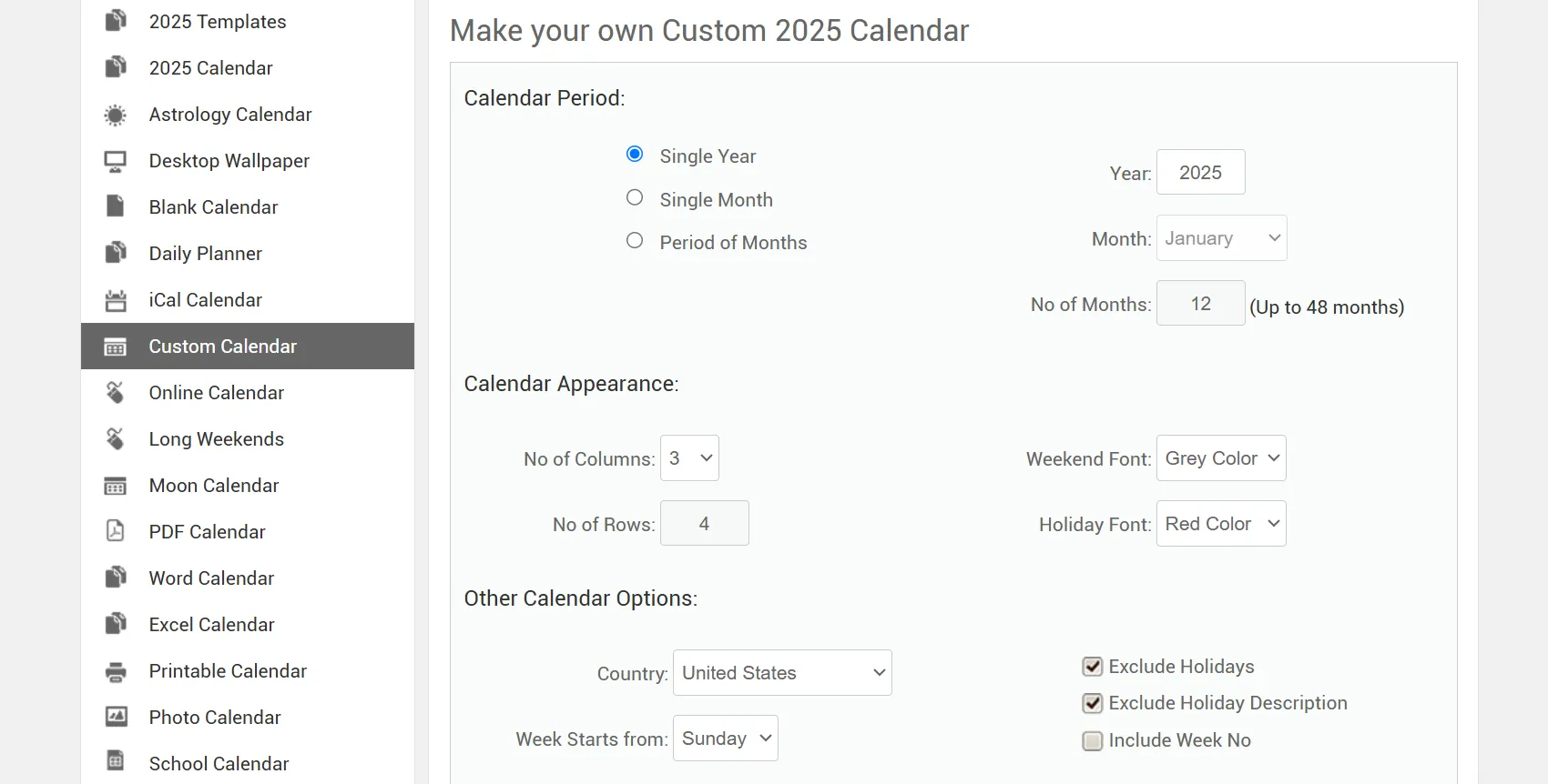 Các tùy chọn thiết kế và tùy chỉnh mẫu lịch OneNote trên website Calendarlabs
