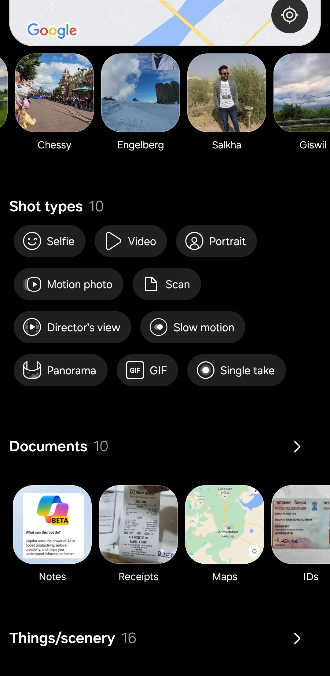 Các tùy chọn tìm kiếm trong ứng dụng Bộ sưu tập Samsung (Samsung Gallery)