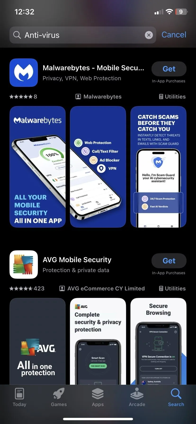 Các ứng dụng diệt virus trên App Store cho iPhone, thường không cần thiết do cơ chế bảo mật của iOS.