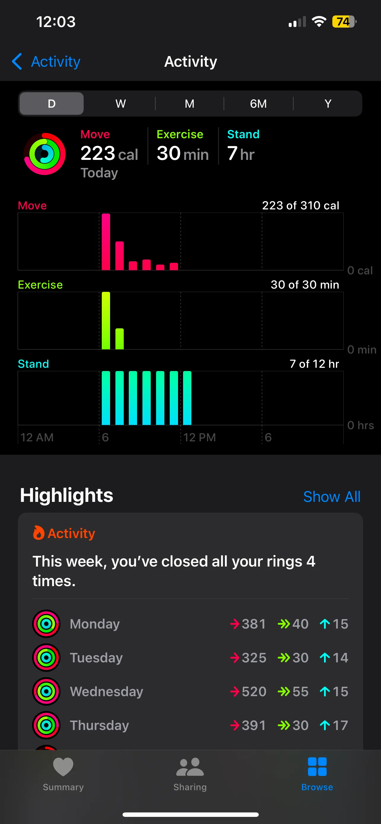 Các vòng hoạt động (Di chuyển, Tập luyện, Đứng) trên ứng dụng Sức khỏe của Apple Watch