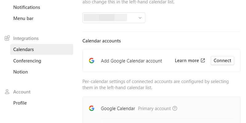 Cách kết nối và đồng bộ lịch Google với ứng dụng Notion Calendar.