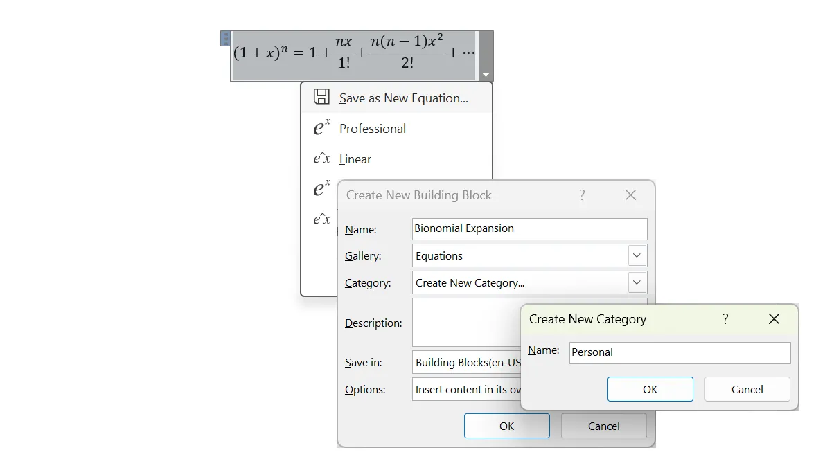 Cách lưu một phương trình tùy chỉnh trong Microsoft Word