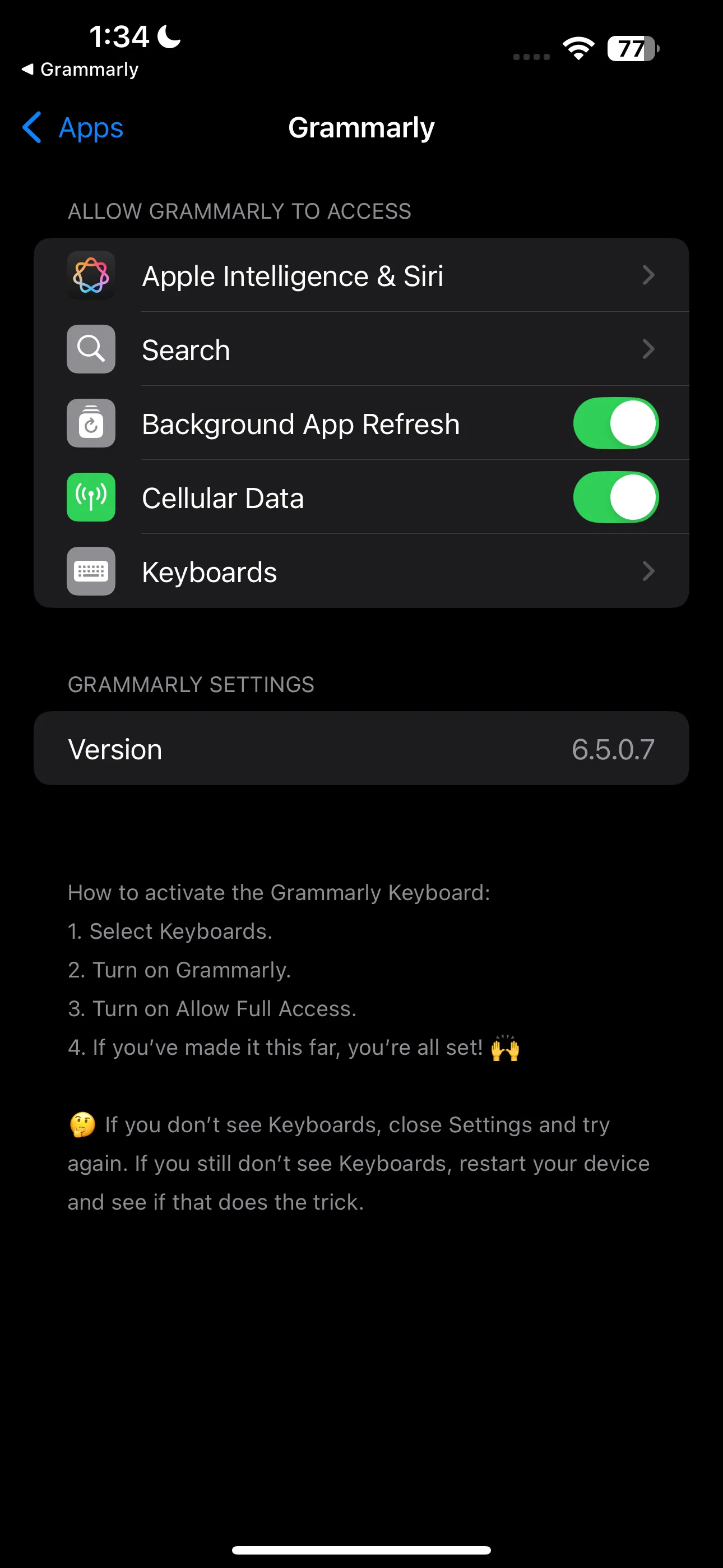 Cài đặt bàn phím Grammarly trên iPhone để kích hoạt tính năng AI