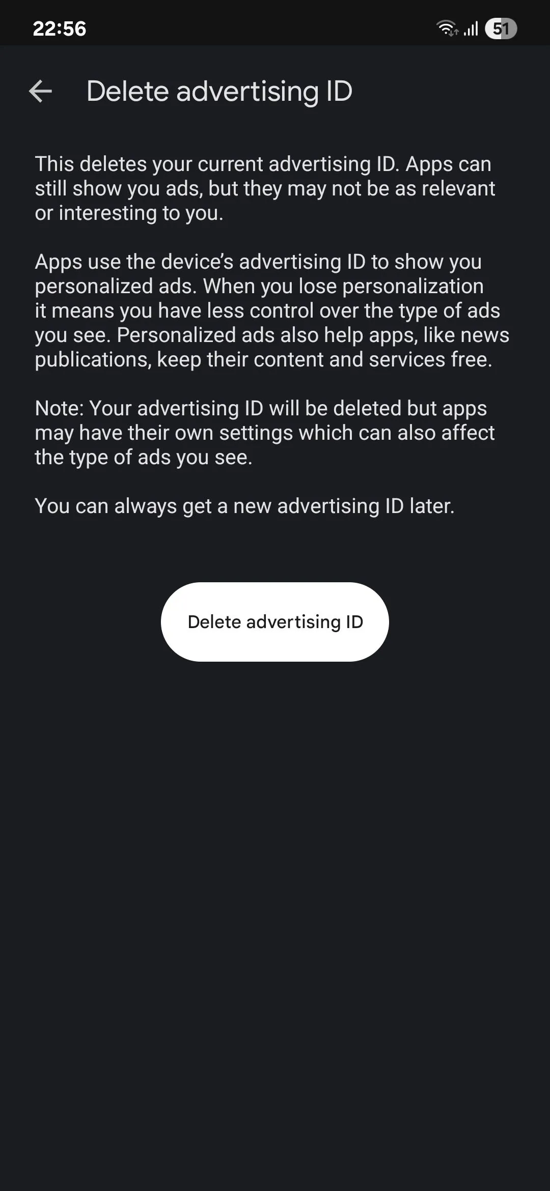 Cài đặt ID quảng cáo Google trên Android cho phép xóa hoặc đặt lại mã định danh quảng cáo