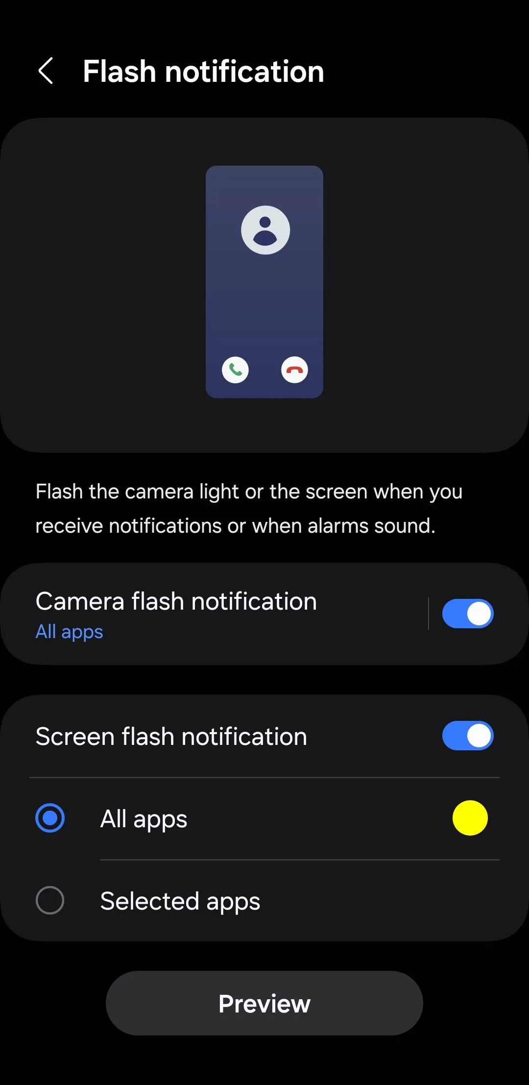 Cài đặt thông báo đèn flash trên điện thoại Android