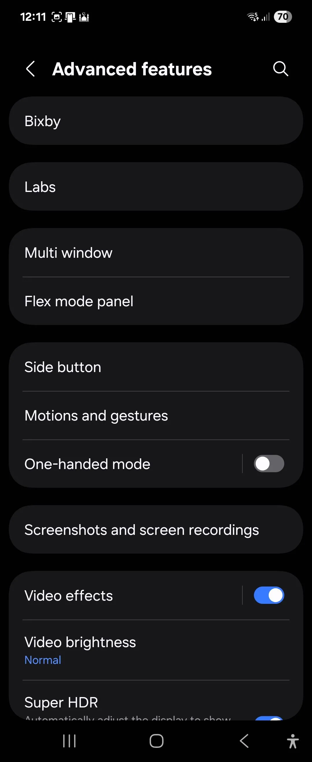 Cài đặt tính năng nâng cao trên Samsung Galaxy Z Flip 6 với One UI 7, hiển thị mục Labs
