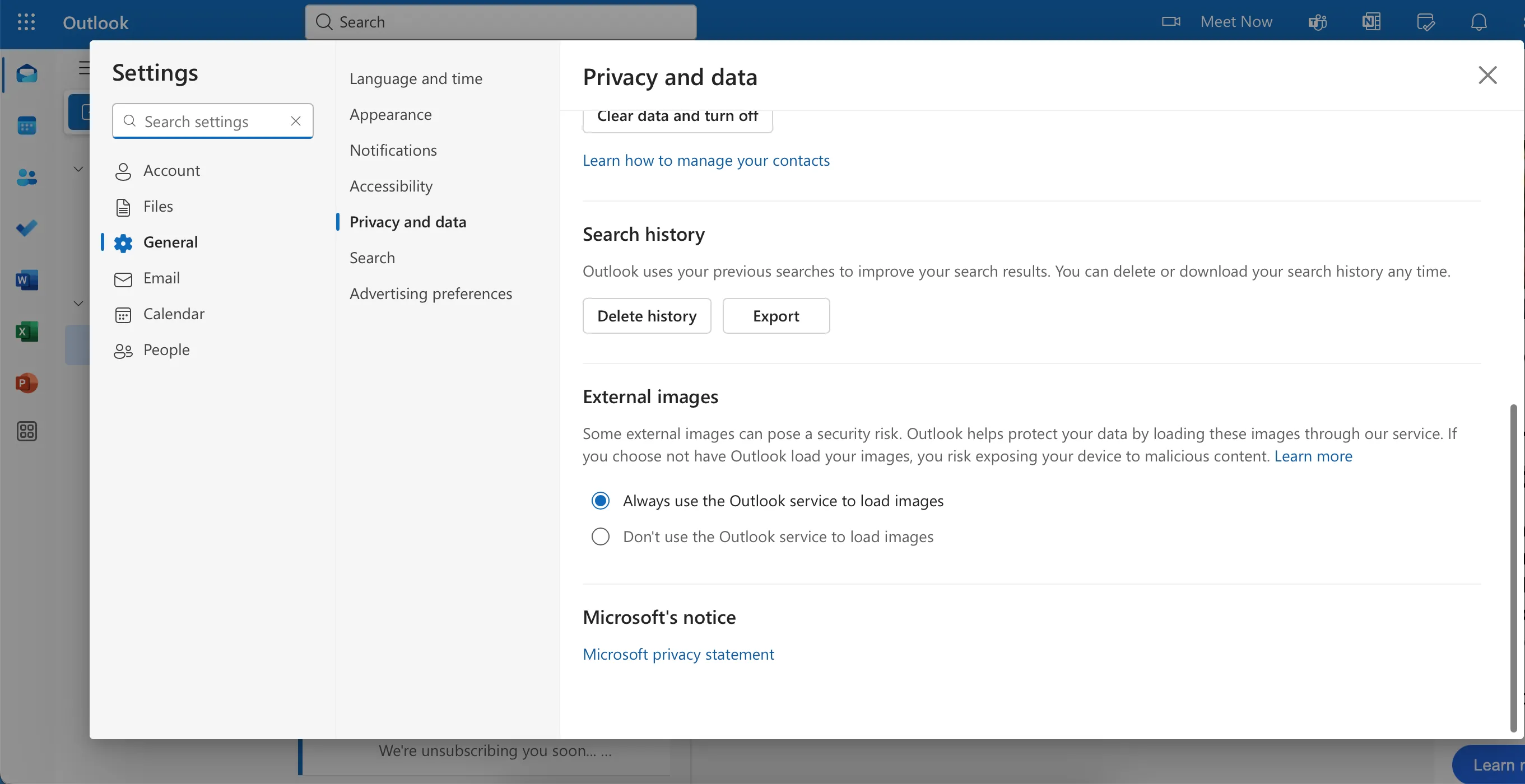 Cài đặt tính năng tải hình ảnh bên ngoài an toàn trong Microsoft Outlook