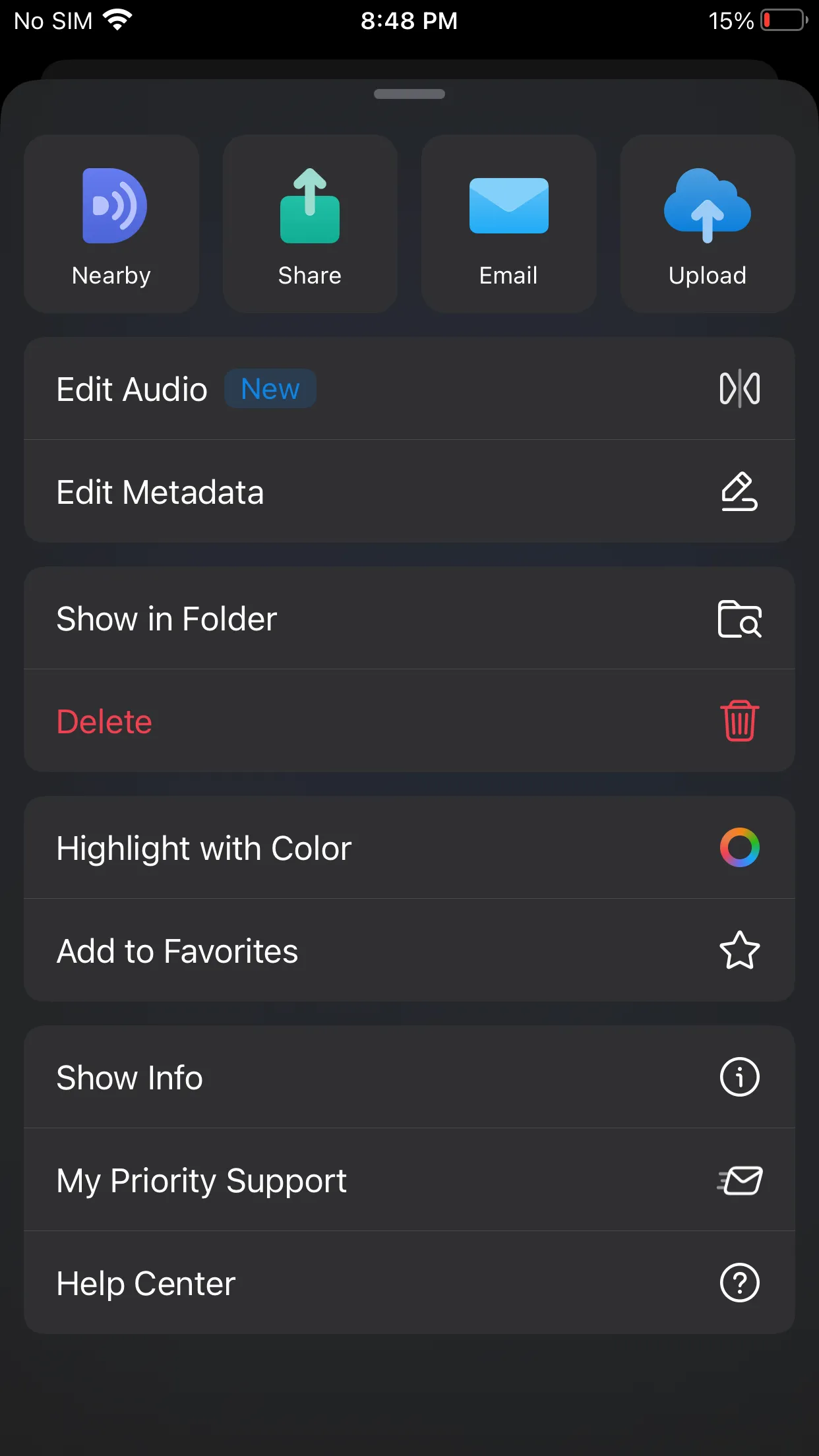 Cài đặt tùy chọn trình phát âm thanh nâng cao trong Documents trên iPhone