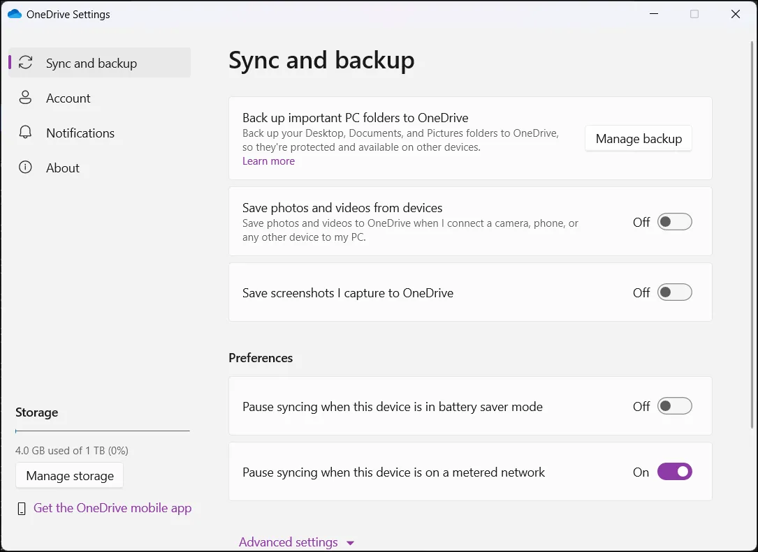 Cài đặt ứng dụng OneDrive trên Windows 11, minh họa khả năng quản lý lưu trữ đám mây