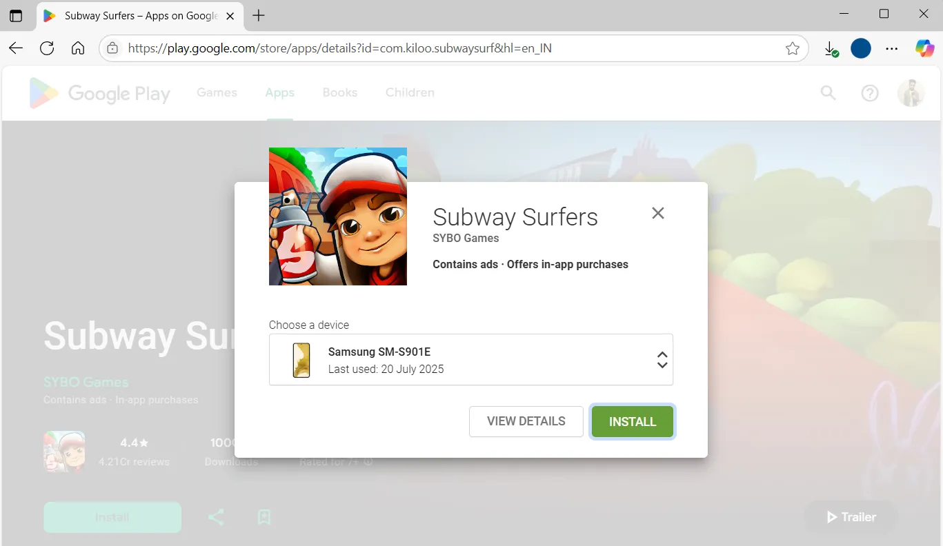 Cài đặt ứng dụng từ xa qua trang web Google Play Store trên máy tính đến điện thoại Android