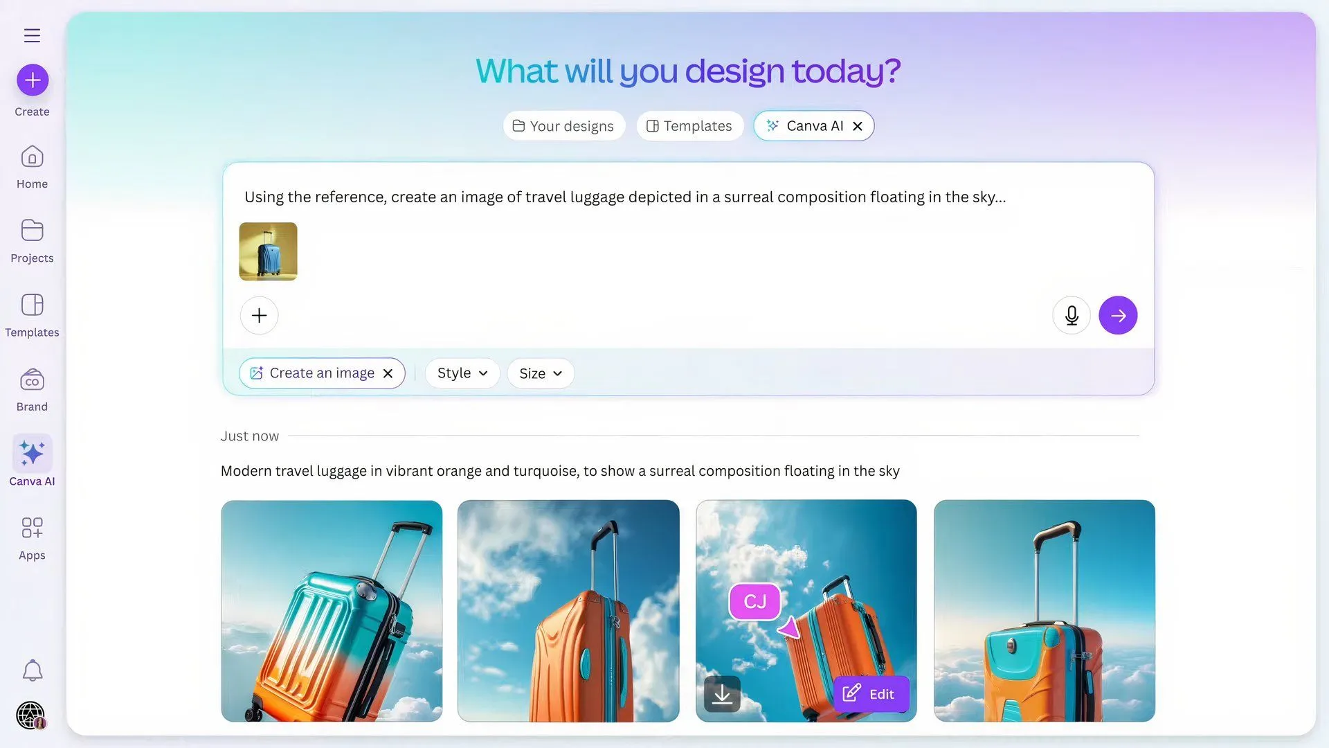 Canva AI tạo hình ảnh mới dựa trên phong cách và cấu trúc từ nội dung hiện có