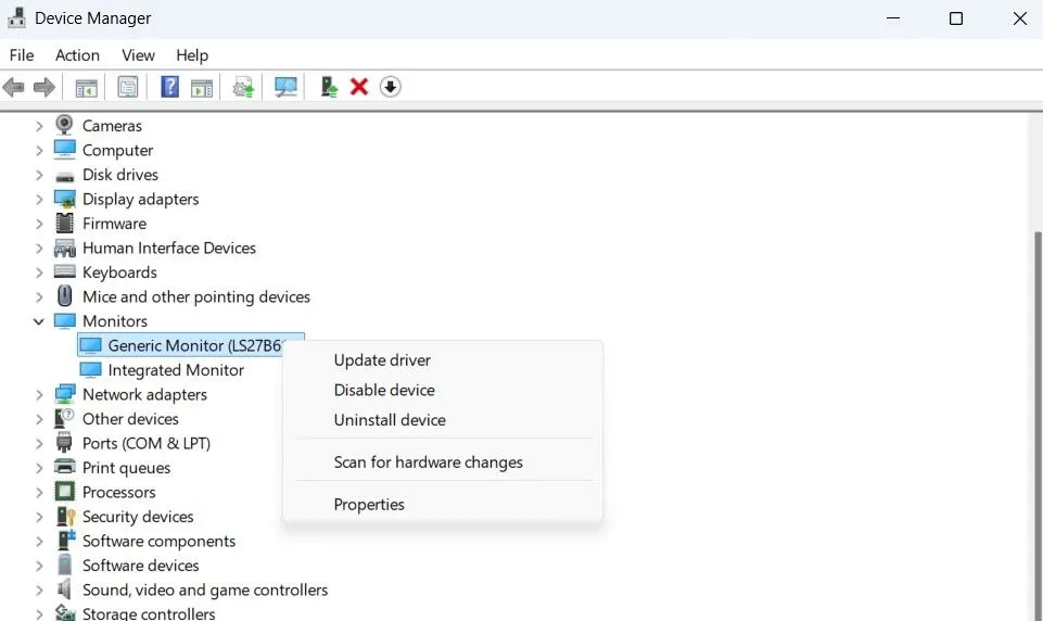 Cập nhật driver màn hình qua Device Manager để khắc phục lỗi hiển thị