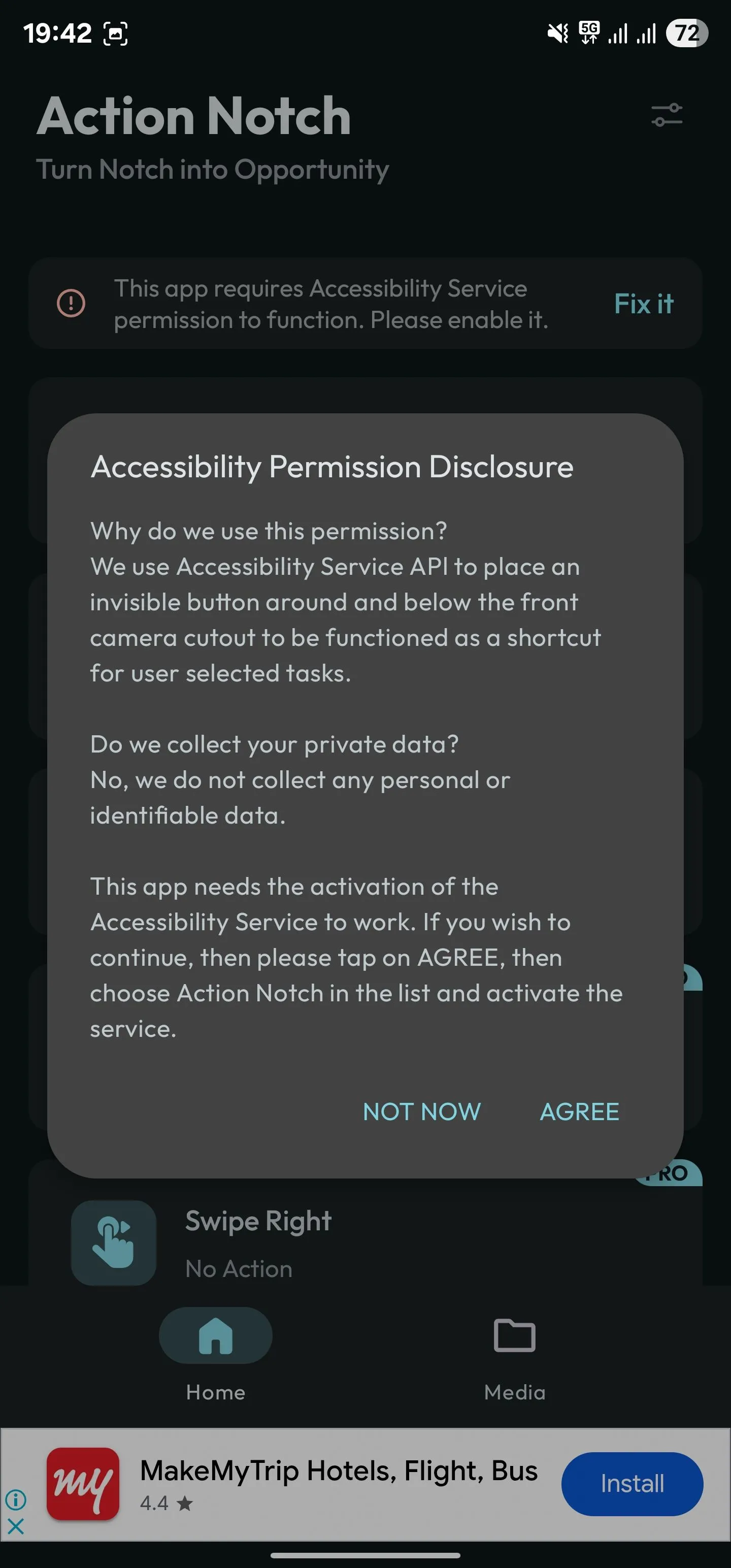 Cấp quyền truy cập Accessibility cho ứng dụng Action Notch trên Android