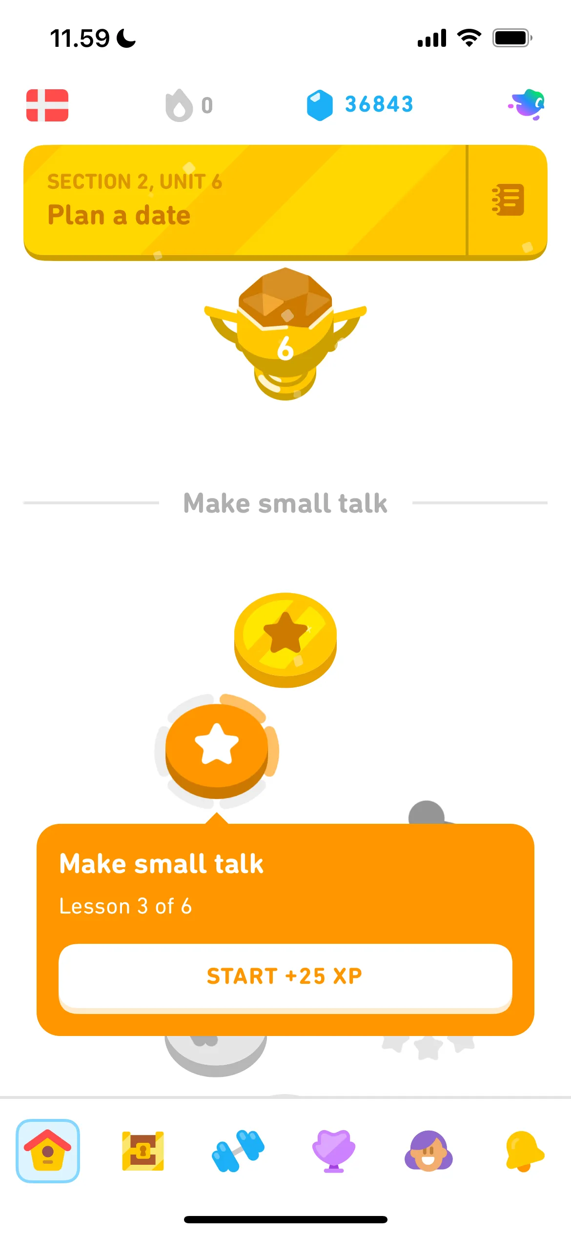Cây bài học (lesson tree) trong ứng dụng Duolingo, minh họa lộ trình học tập ngôn ngữ