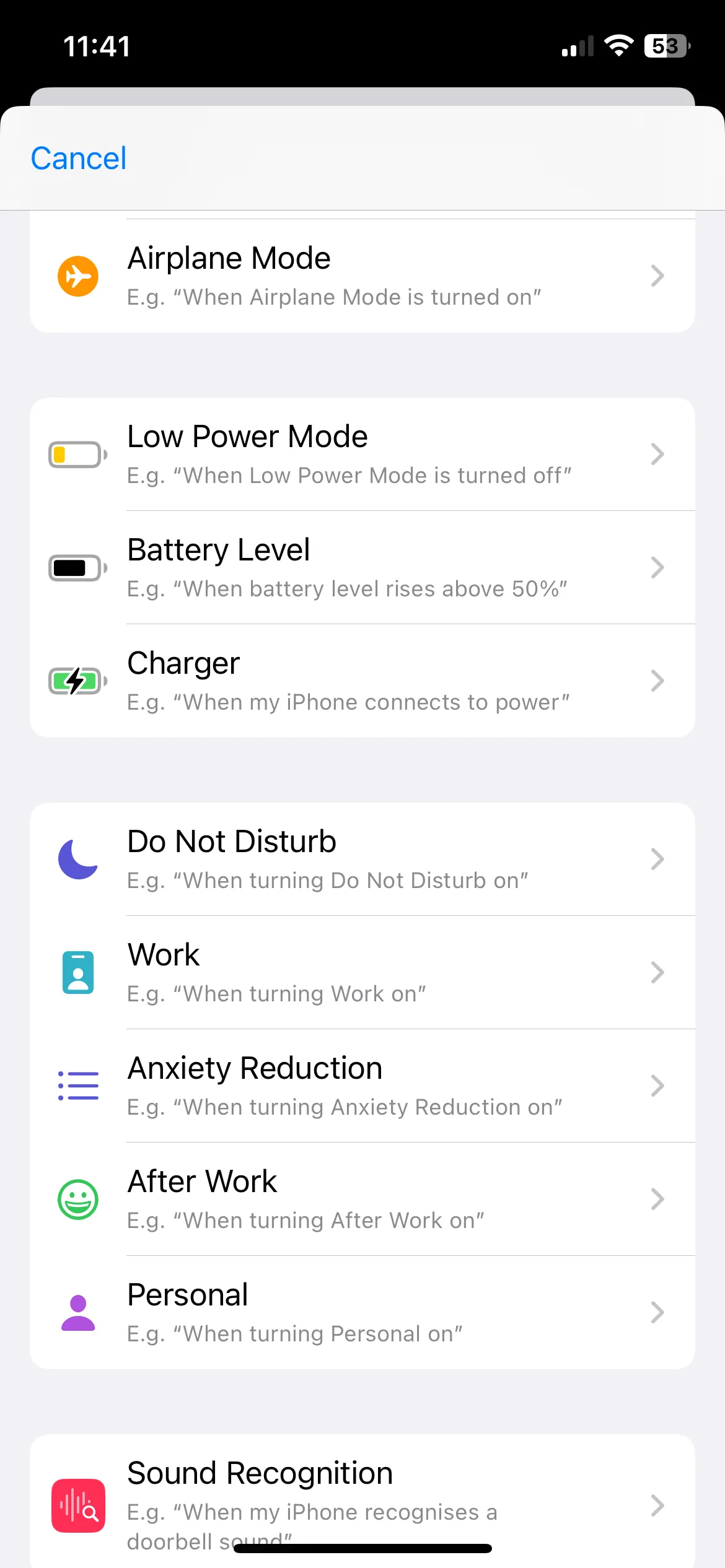 Chọn điều kiện kích hoạt trong ứng dụng Phím tắt trên iPhone