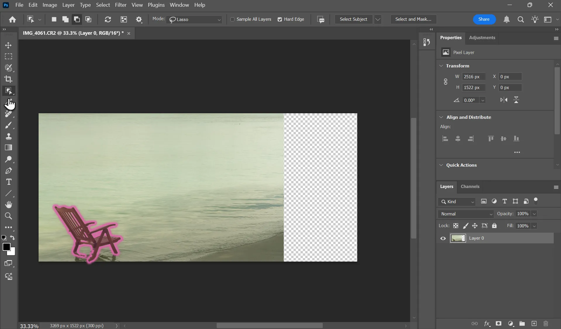 Chọn đối tượng chính trong Photoshop bằng công cụ Object Selection trước khi áp dụng Content-Aware Scale