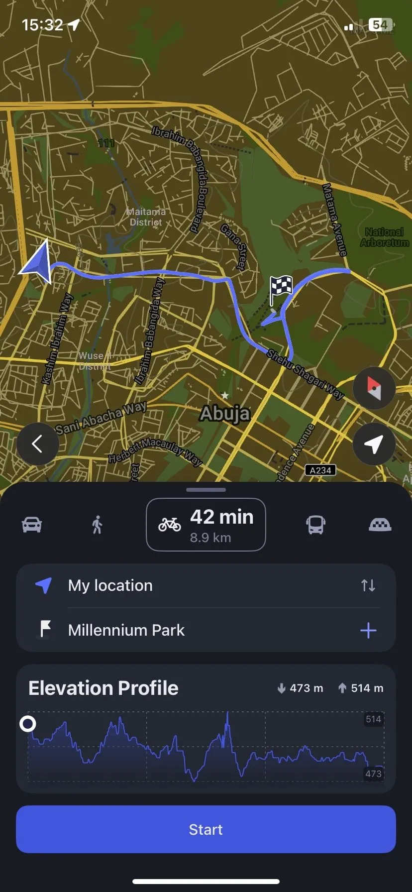 Chức năng điều hướng xe đạp trên ứng dụng bản đồ ngoại tuyến MAPS.ME