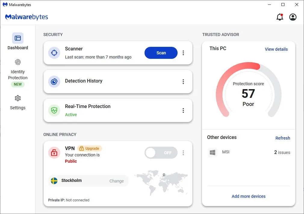 Chương trình chống mã độc Malwarebytes thực hiện quét toàn bộ hệ thống
