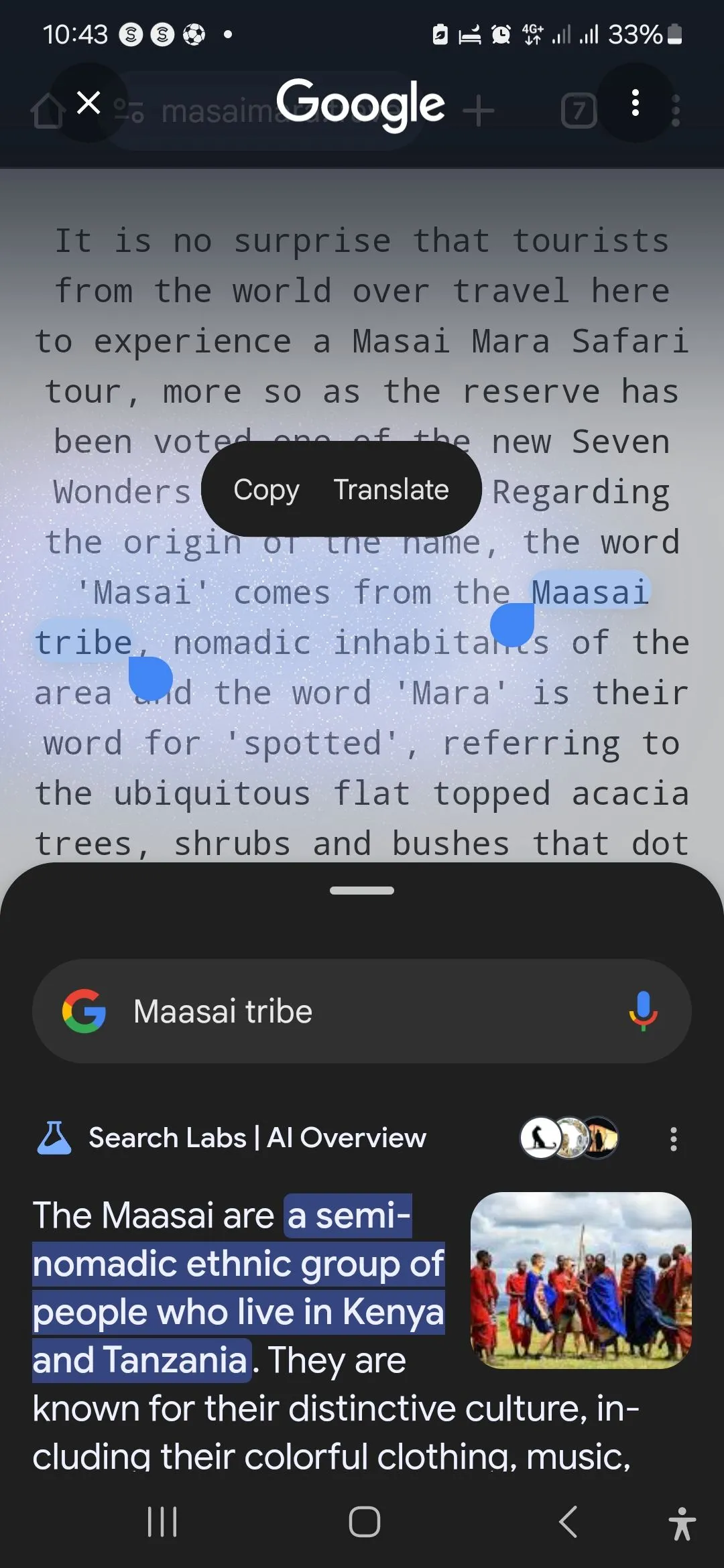 Circle to Search hiển thị thông tin bổ sung về văn bản được khoanh vùng trên màn hình điện thoại