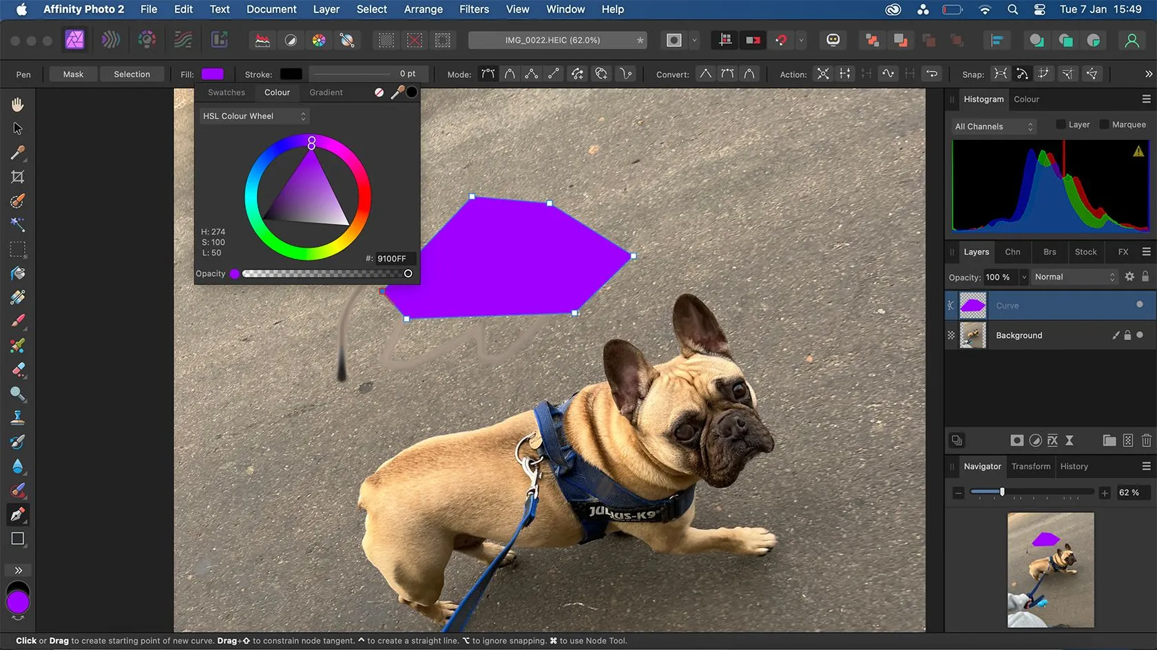 Công cụ Pen Tool trong Affinity Photo