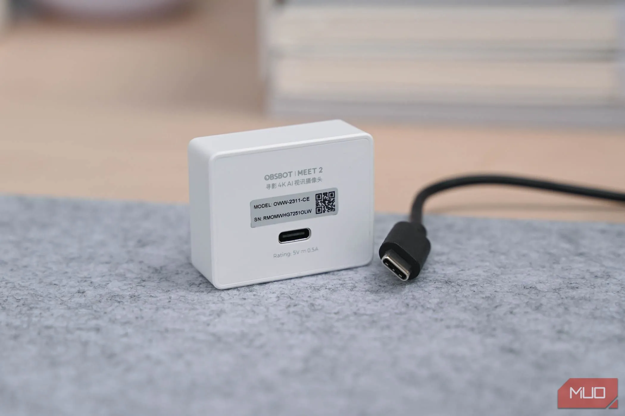 Cổng USB-C của OBSBOT Meet 2, minh họa kết nối USB 2.0 và khả năng tương thích rộng.