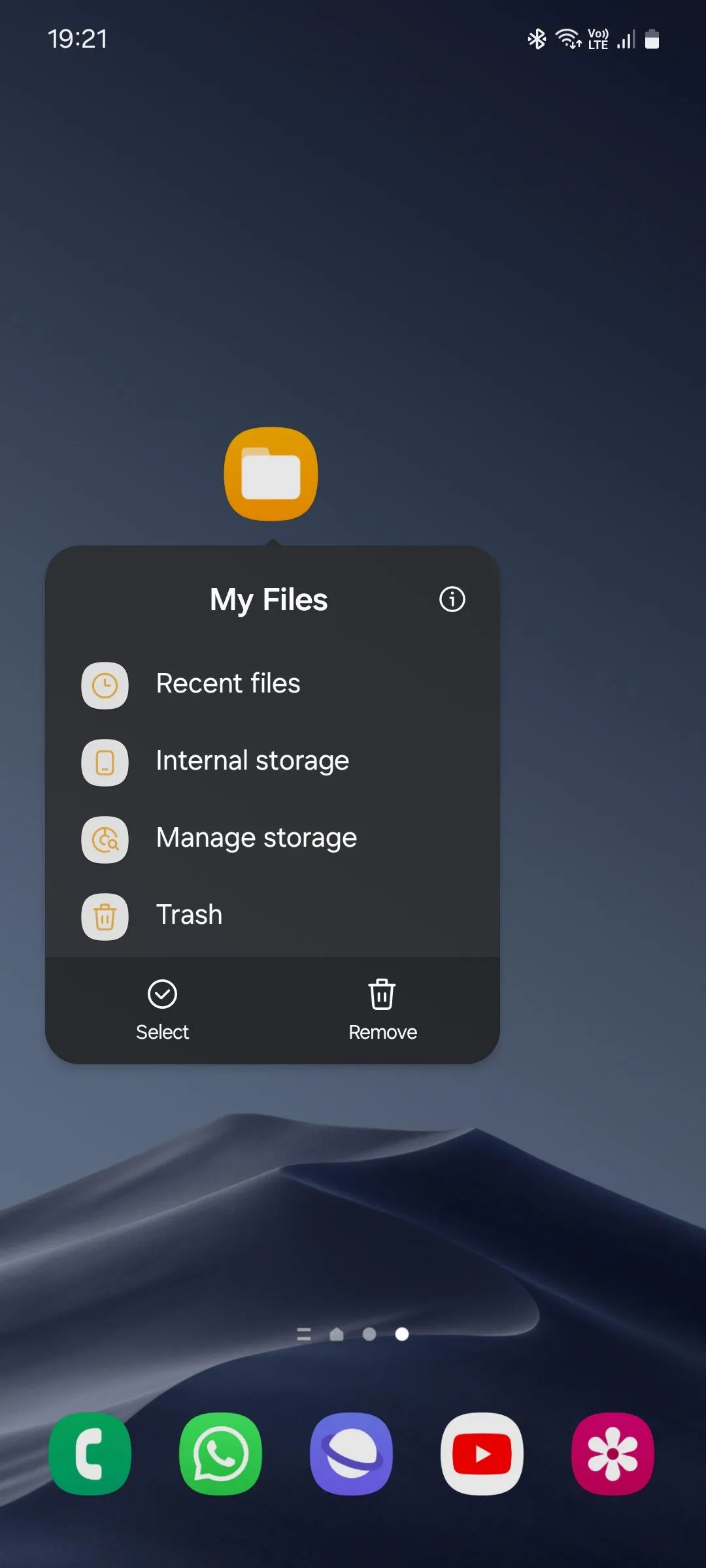 Danh sách các lối tắt ứng dụng của Quản Lý Tệp Samsung My Files