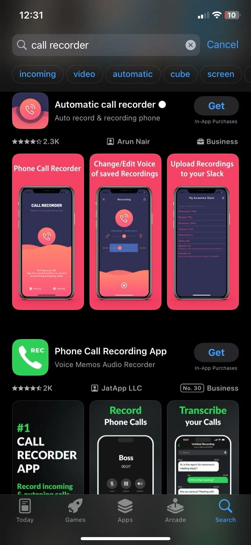 Danh sách các ứng dụng ghi âm cuộc gọi trên App Store, trước đây là giải pháp duy nhất trước iOS 18.1.