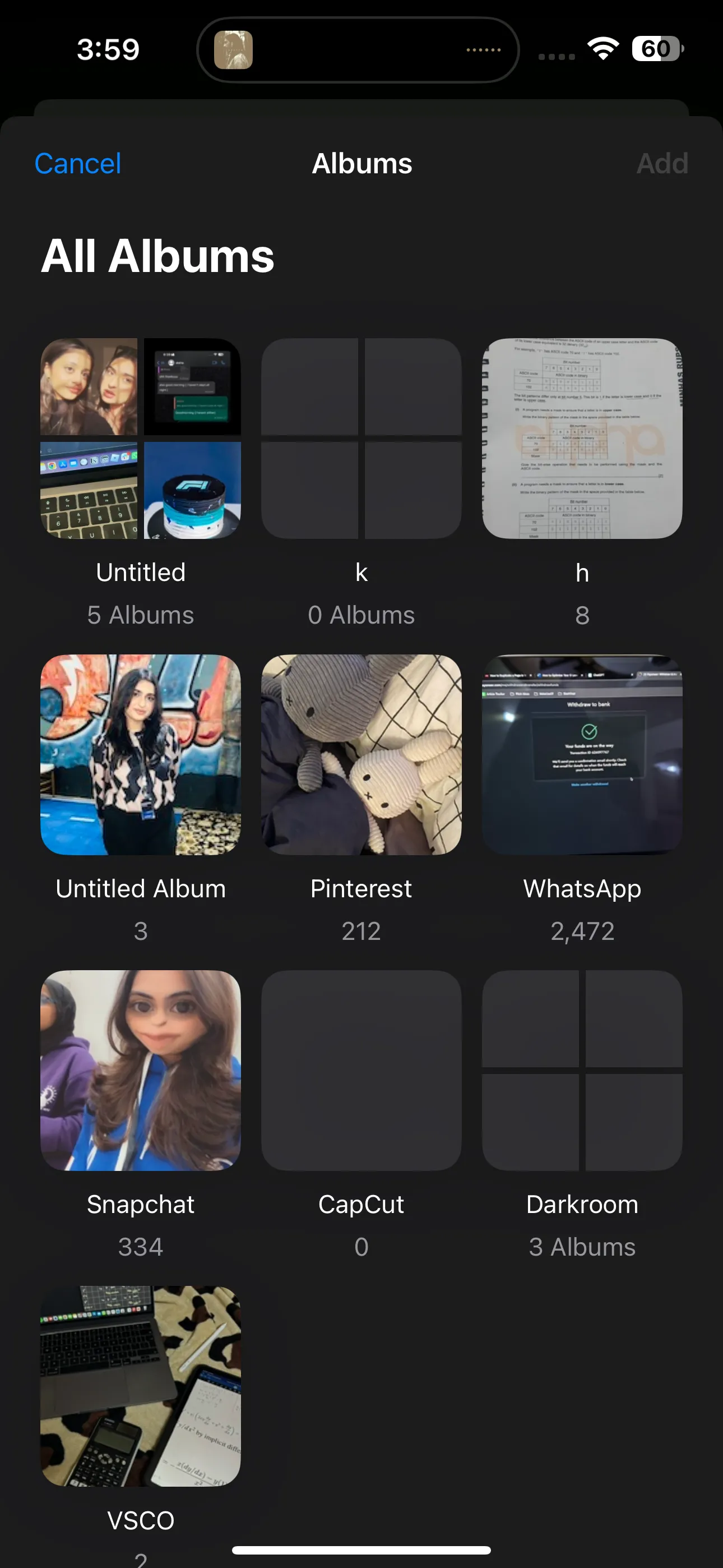 Danh sách tất cả Album trong ứng dụng Ảnh trên iPhone, tạo thư mục