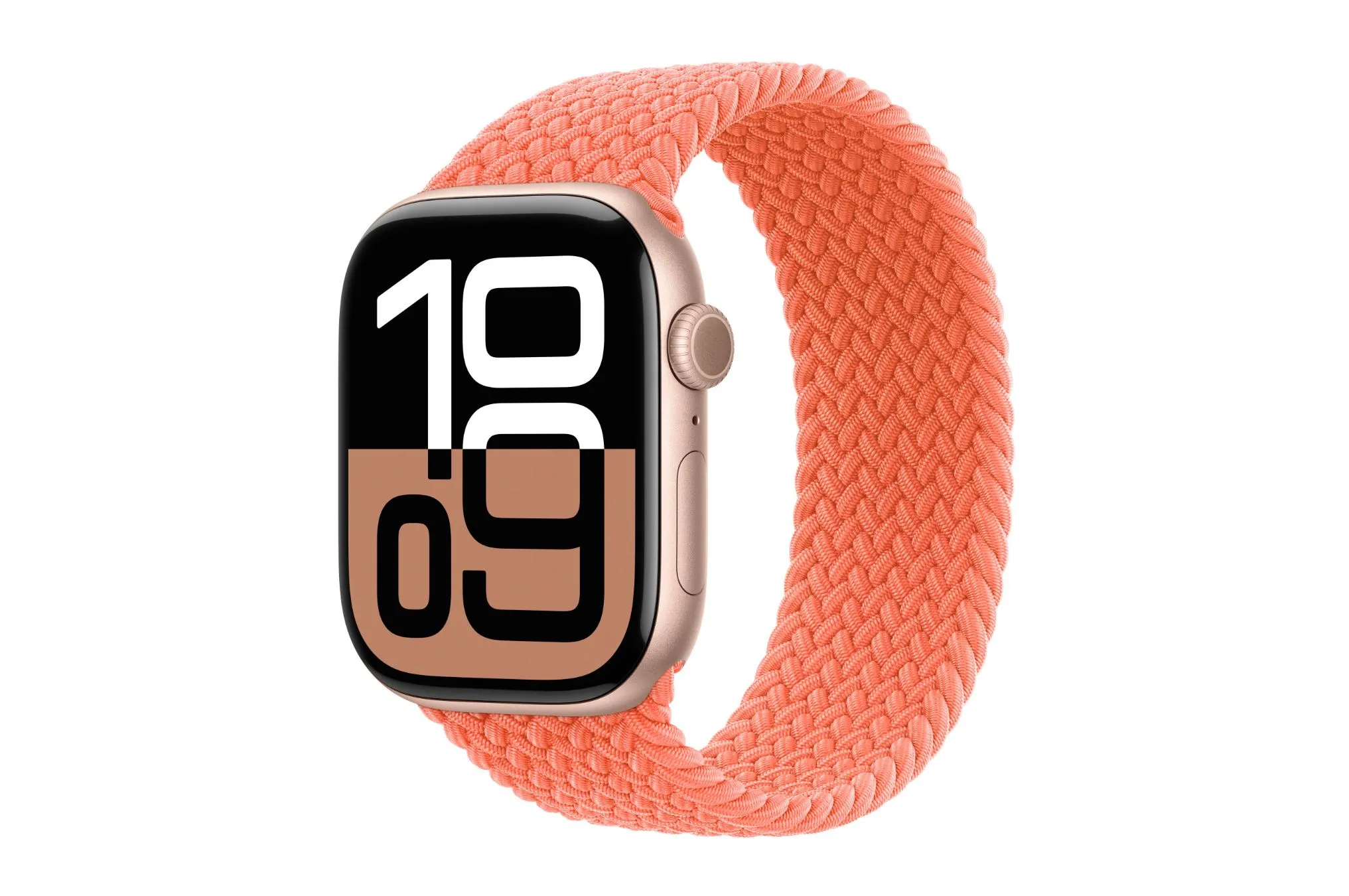Dây đeo Apple Watch Braided Solo Loop màu Tangerine rực rỡ.