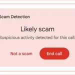 Điện thoại Google Pixel hiển thị cảnh báo cuộc gọi lừa đảo với dòng chữ "Scam Detected"