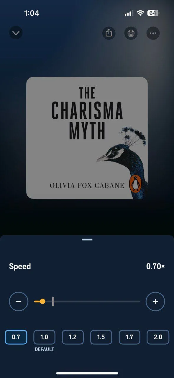 Điều chỉnh tốc độ phát sách nói (audiobook) trên giao diện ứng dụng để phù hợp với độ phức tạp của nội dung.
